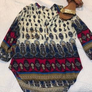 3/4 length thin  bohemian blouse
